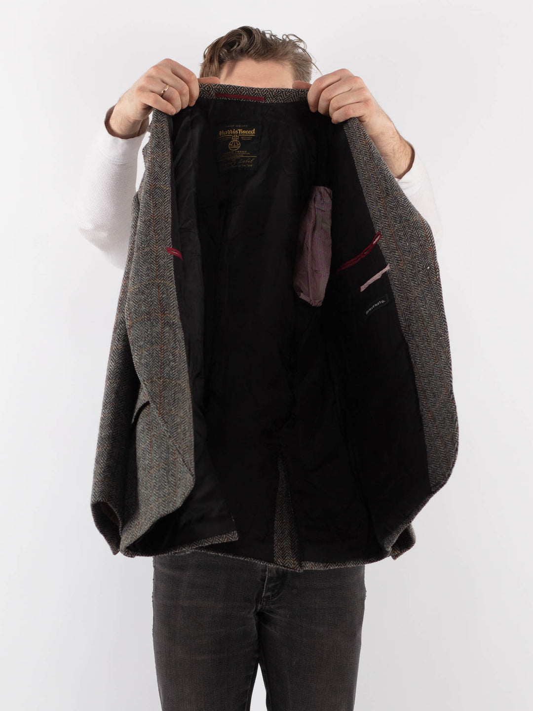 Vintage 00's Men Harris Tweed Jacket in GrayZ981