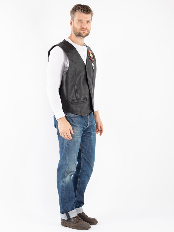 Vintage 00's Men Leather Vest in Black