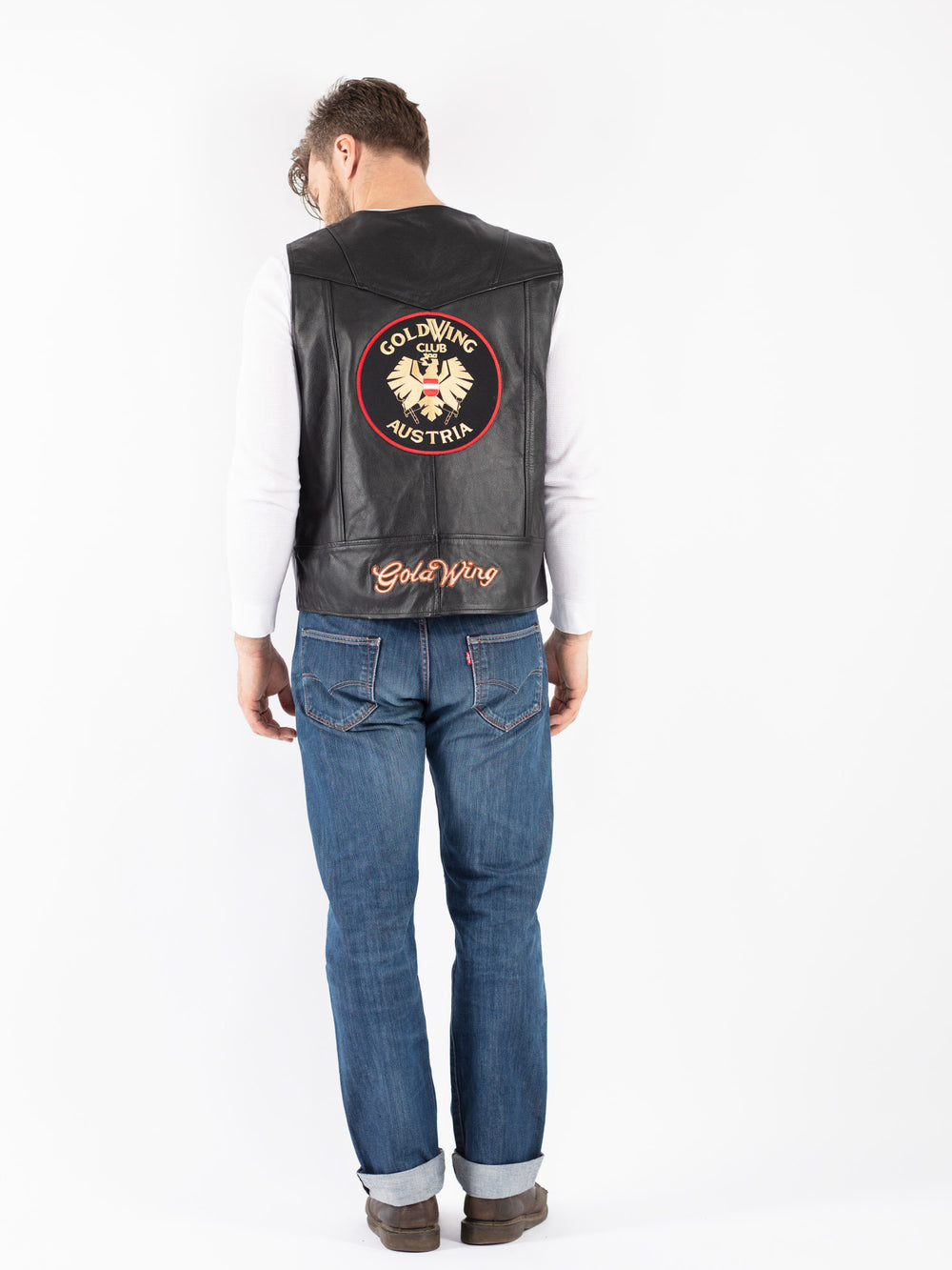 Vintage 00's Men Leather Vest in Black