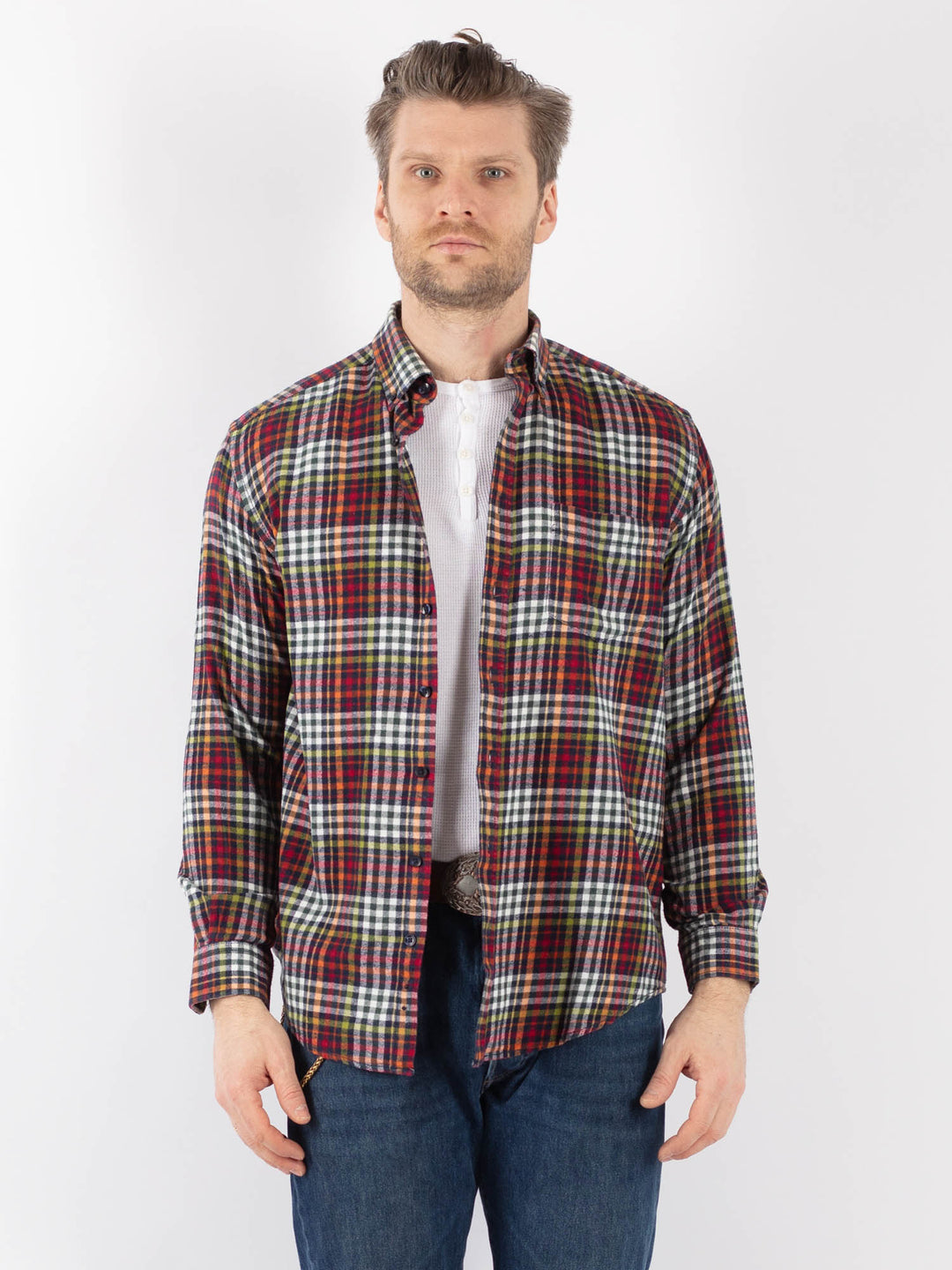 Vintage 00's Men Plaid Flannel Shirt in MultiZ1149