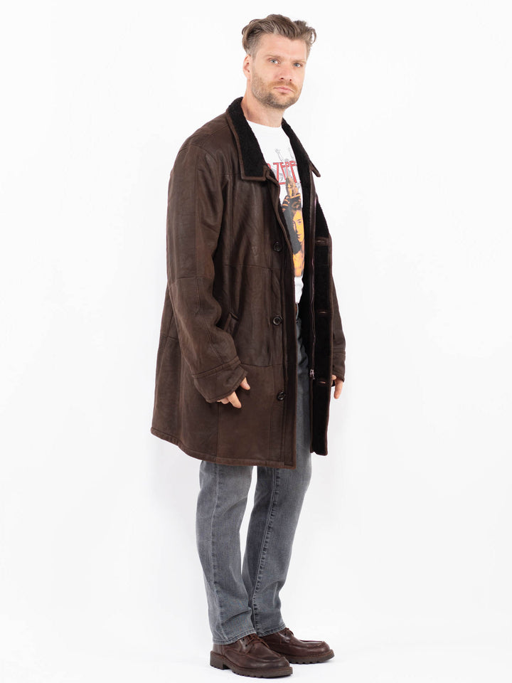 Vintage 00's Men Sheepskin Coat in BrownZ2034