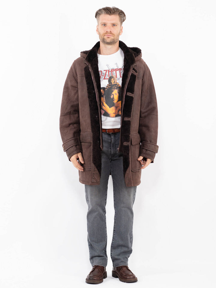 Vintage 00's Men Sheepskin Coat in BrownZ2065