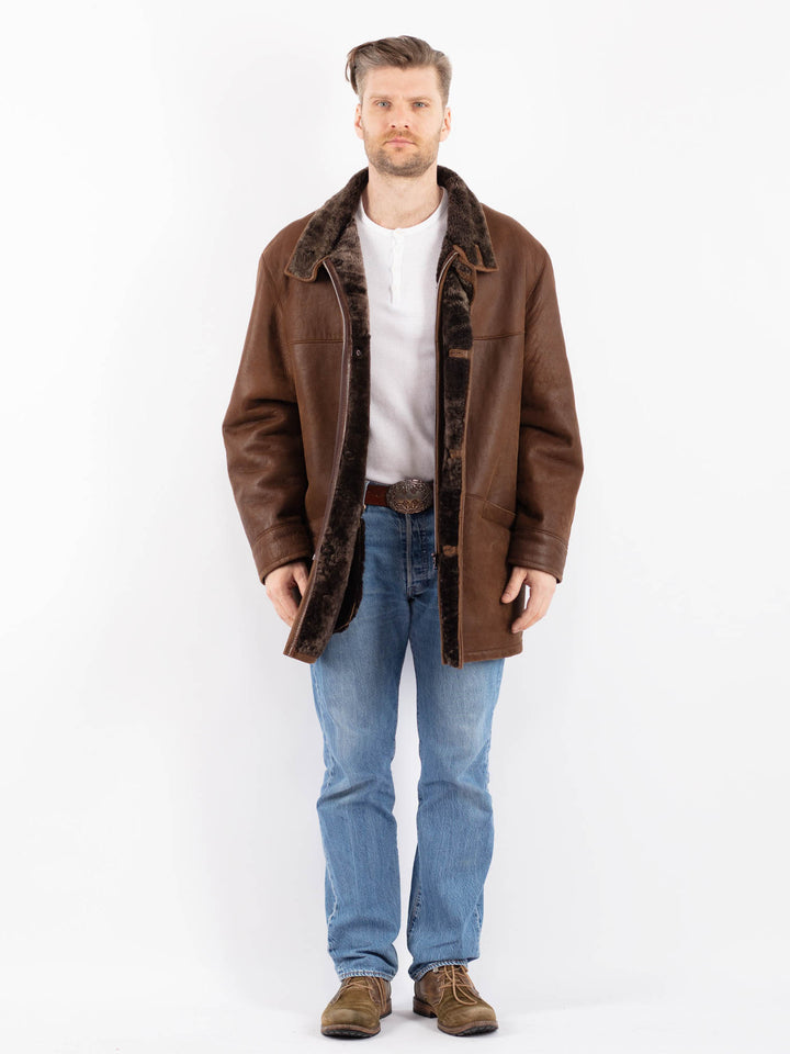 Vintage 00's Men Sheepskin Coat in BrownZ1434