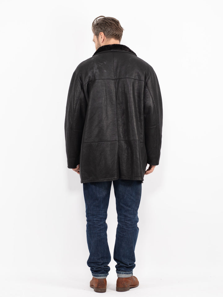 Vintage 00's Men Sheepskin Coat in BlackZ2735