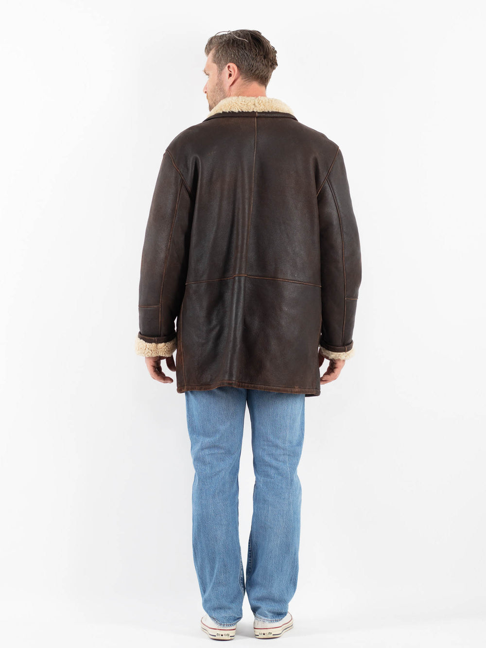 Vintage 00's Men Sheepskin Coat in BrownZ1789