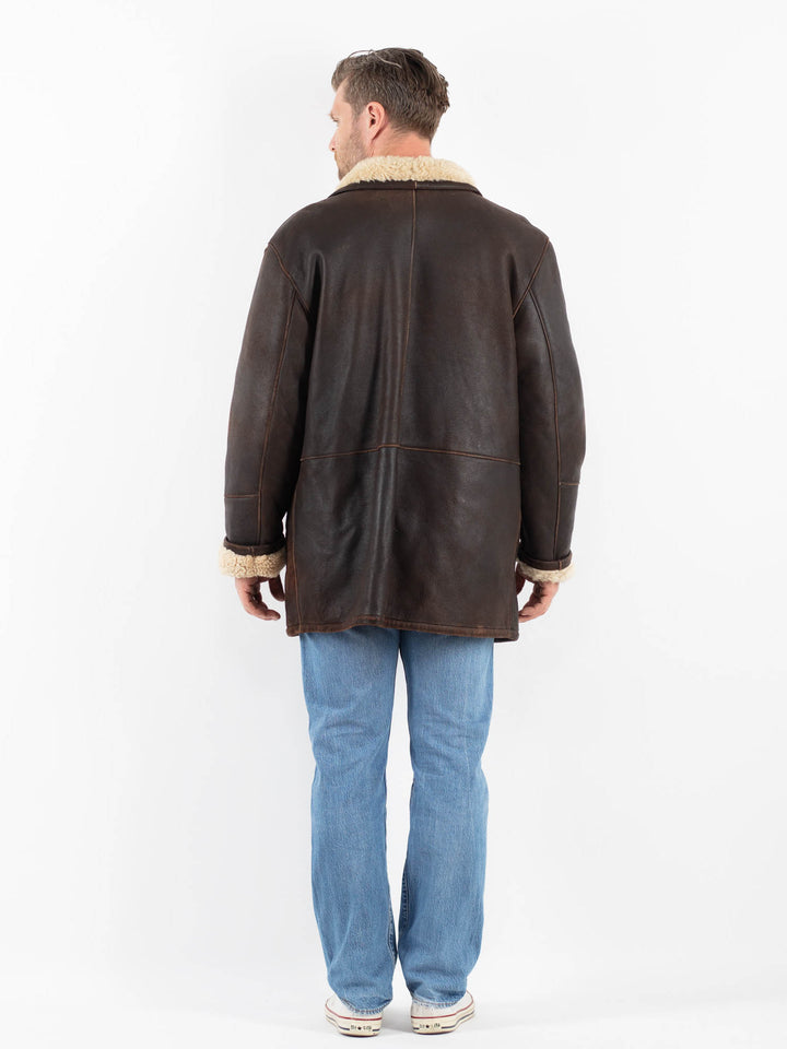 Vintage 00's Men Sheepskin Coat in BrownZ1789
