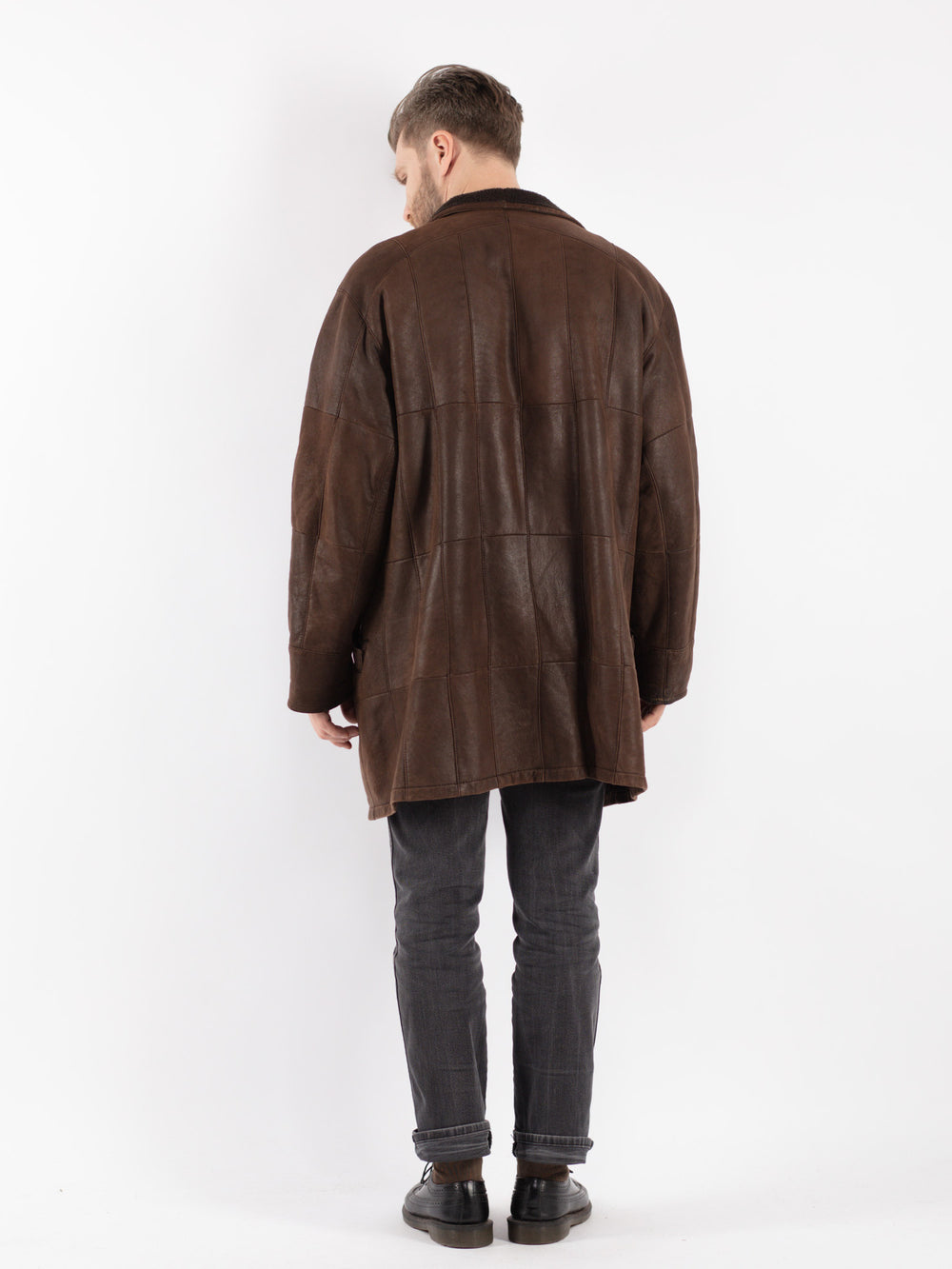 Vintage 00's Men Sheepskin Coat in Brown