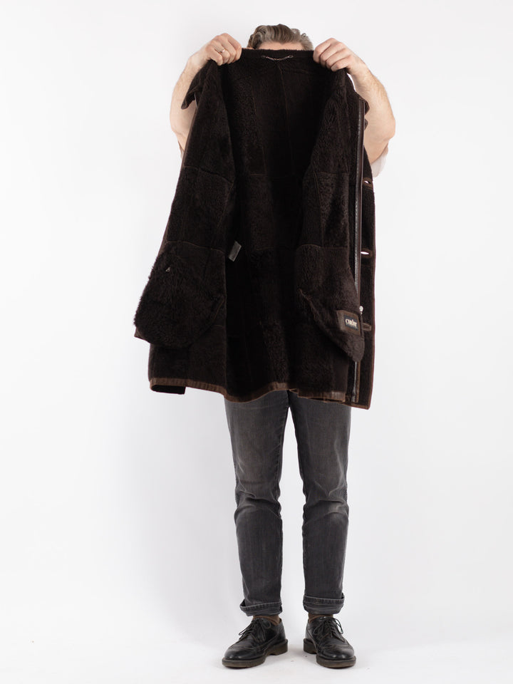 Vintage 00's Men Sheepskin Coat in Brown