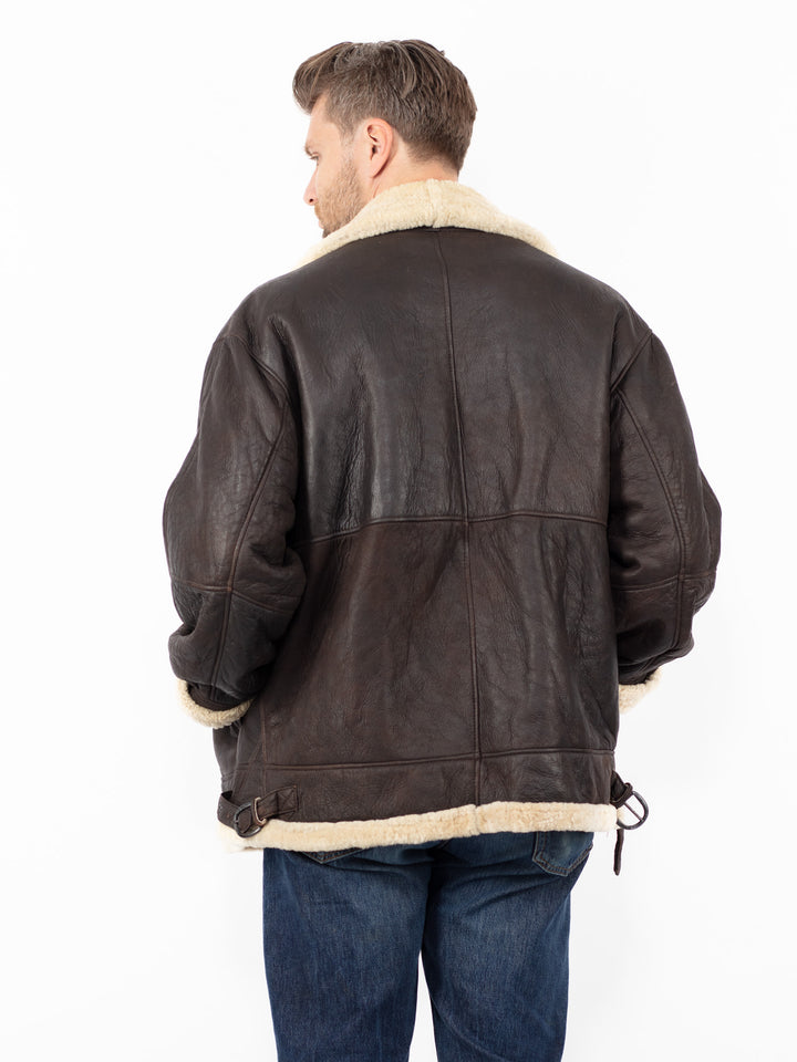 Vintage 00's Men B-3 Style Sheepskin Jacket in Brown