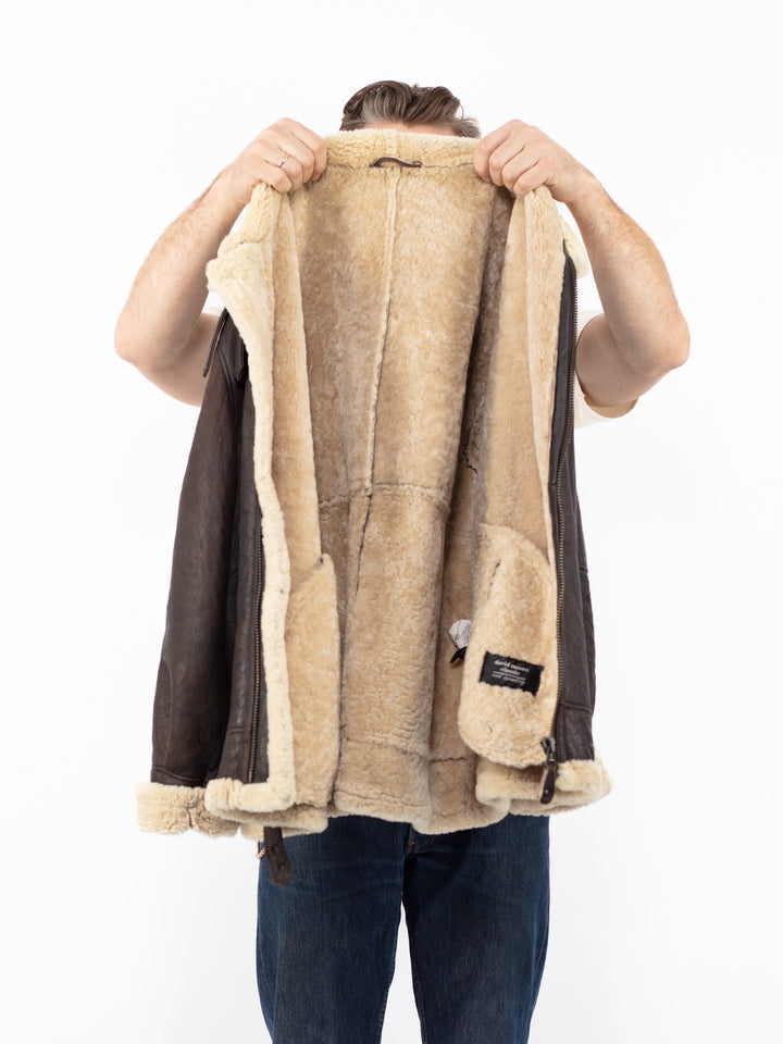 Vintage 00's Men B-3 Style Sheepskin Jacket in Brown