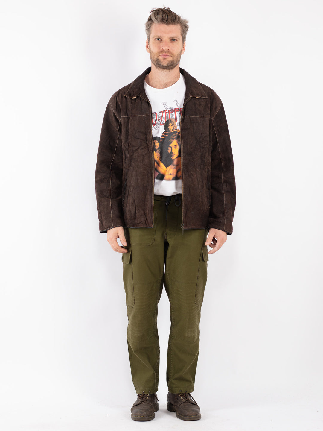 Vintage 00's Men Suede Jacket in Brown