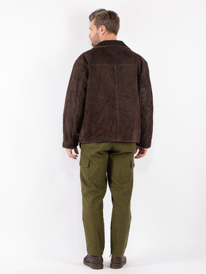 Vintage 00's Men Suede Jacket in Brown