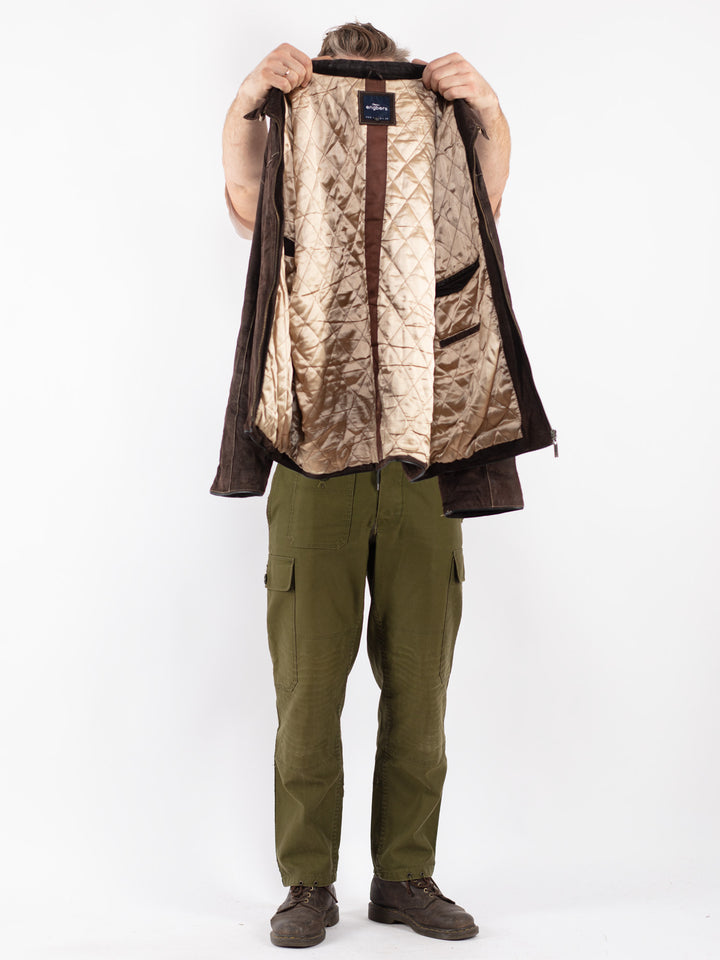 Vintage 00's Men Suede Jacket in Brown