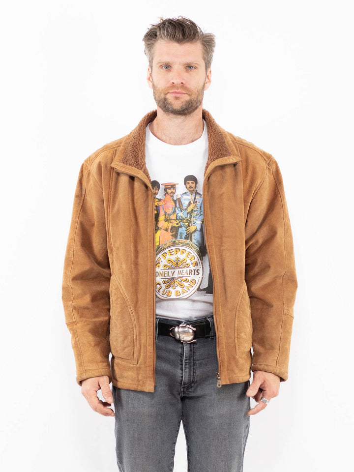 Vintage 00's Men Suede Sherpa Jacket in Z1939