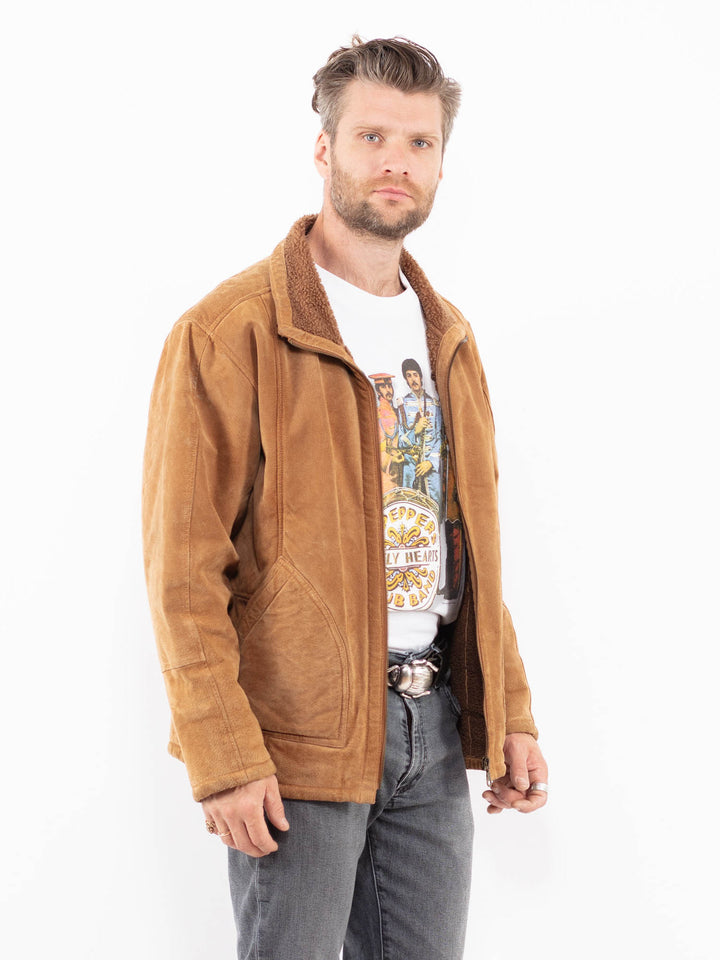 Vintage 00's Men Suede Sherpa Jacket in Z1939
