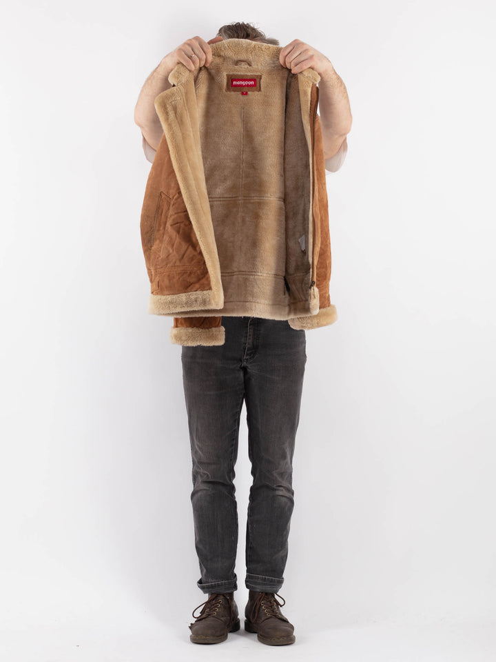 Vintage 00's Men Suede Sherpa in BeigeZ604