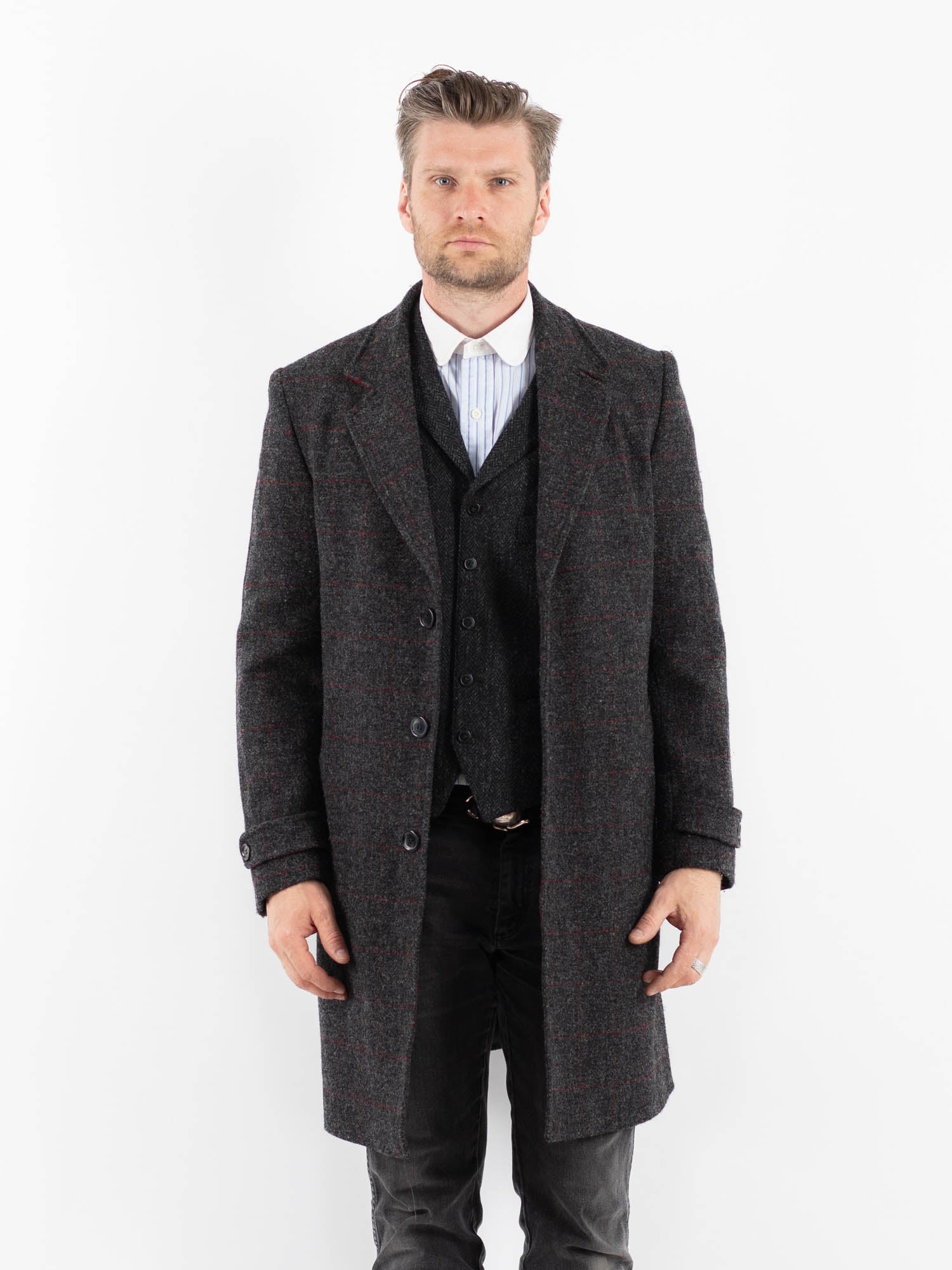 Online Vintage Store | Vintage 00's Men Harris Tweed Overcoat in