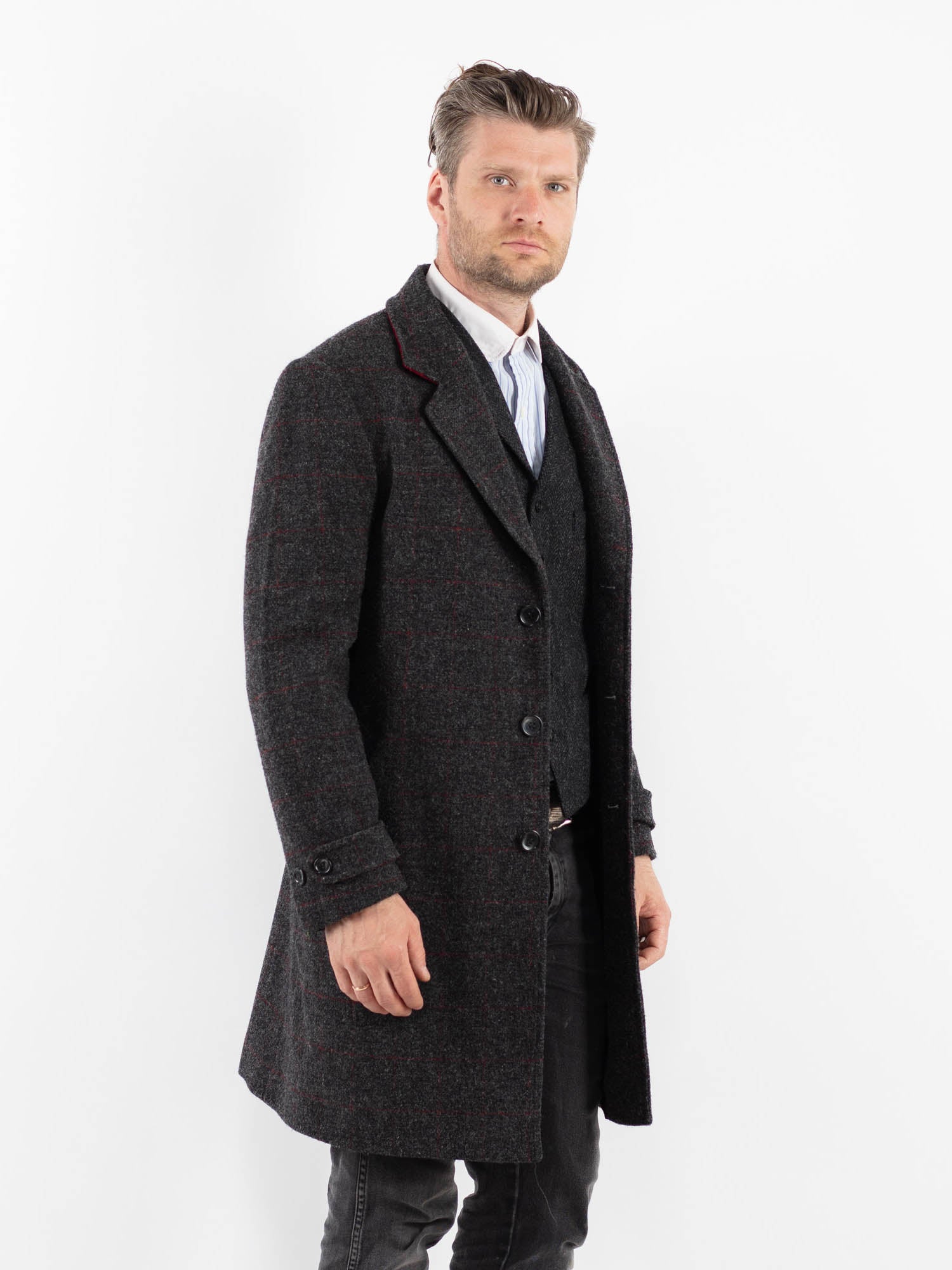 Online Vintage Store | Vintage 00's Men Harris Tweed Overcoat in