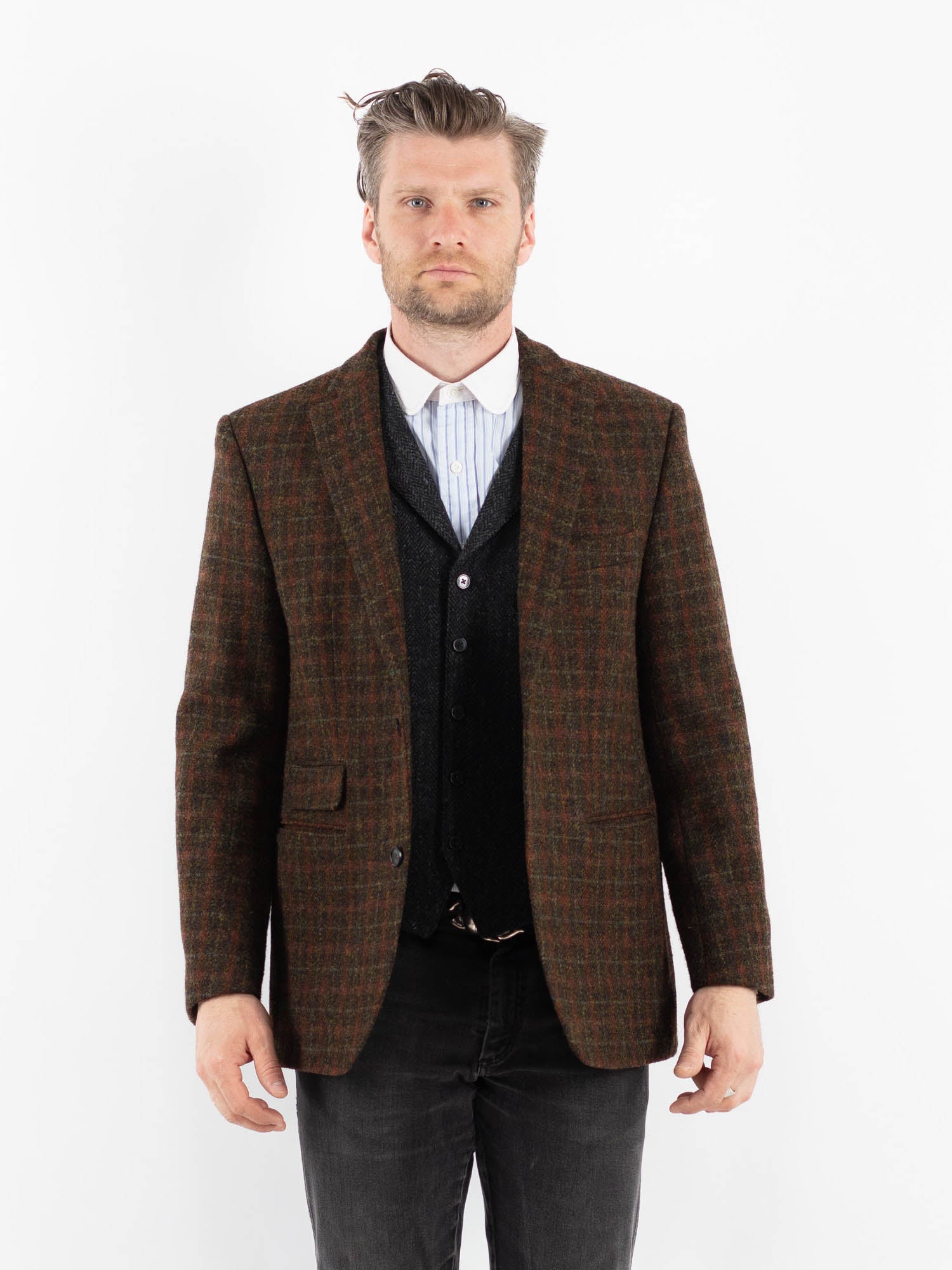 ジャケット・アウター 90s- LONGHI wool&lether half coat 90s- LONGHI wool&lether half coat