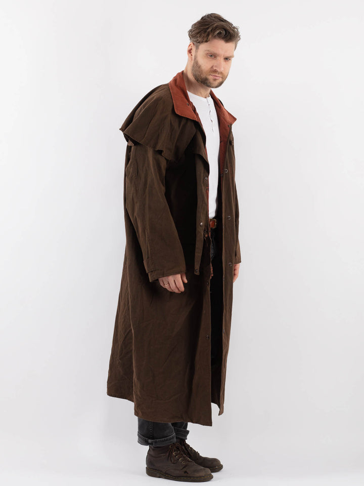 Vintage 00's Men Waxed Canvas Coat in BrownZ882