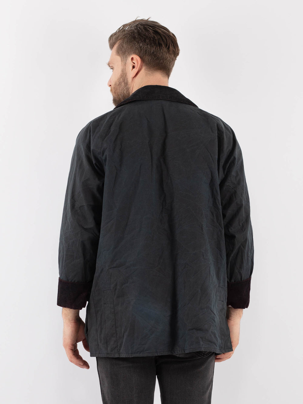 Vintage 00's Men Waxed Canvas Jacket in BlueZ899