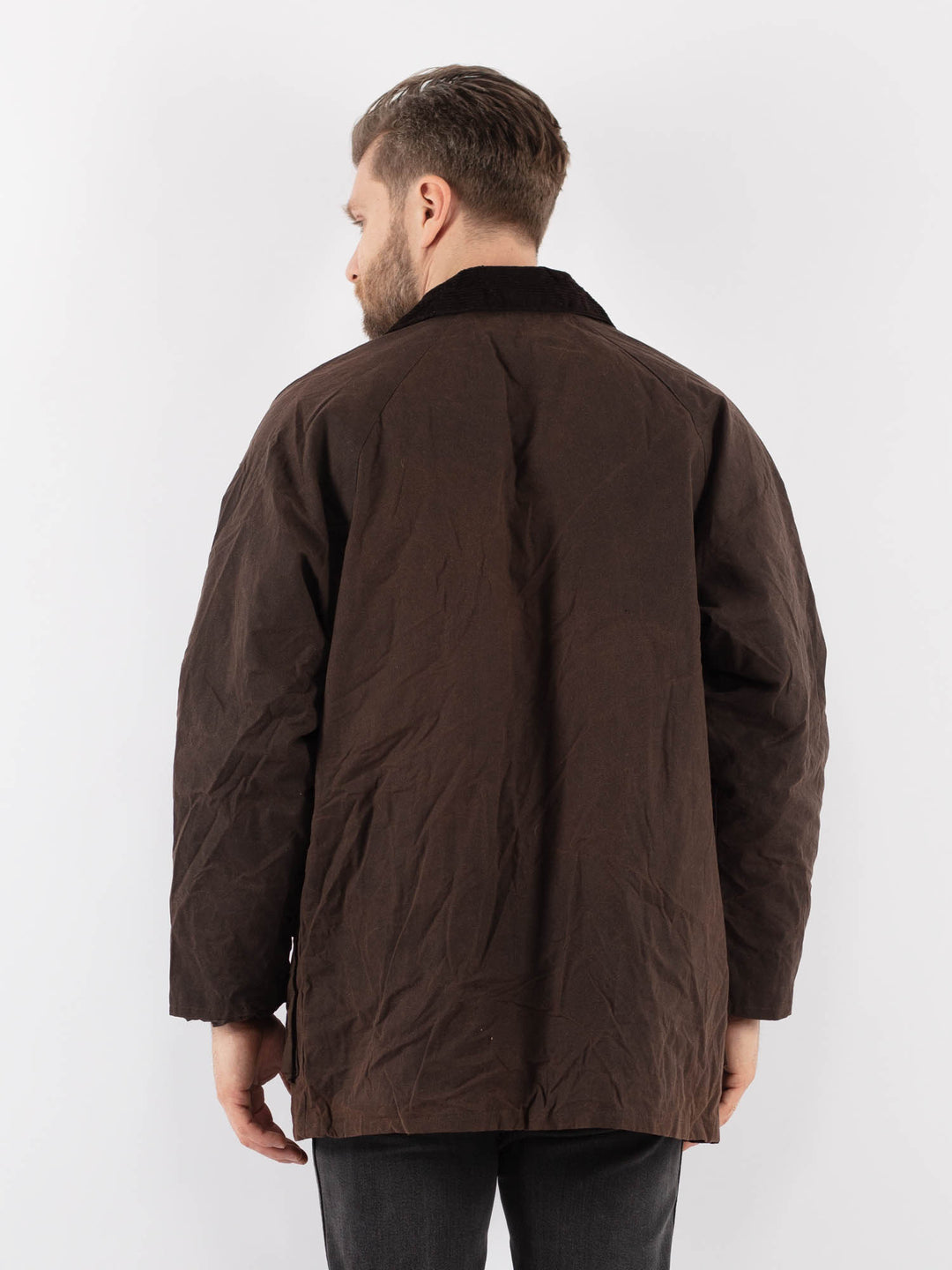 Vintage 00's Men Waxed Canvas Jacket in BrownZ904