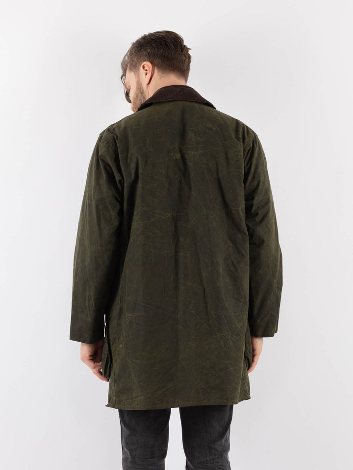 Vintage 00's Men Waxed Canvas Jacket in GreenZ907
