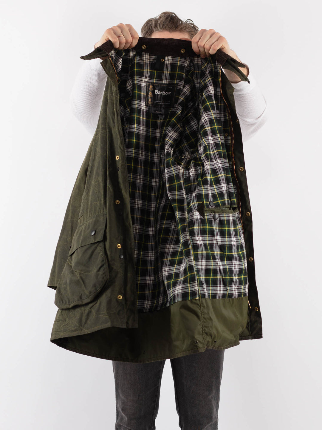 Vintage 00's Men Waxed Canvas Jacket in GreenZ907