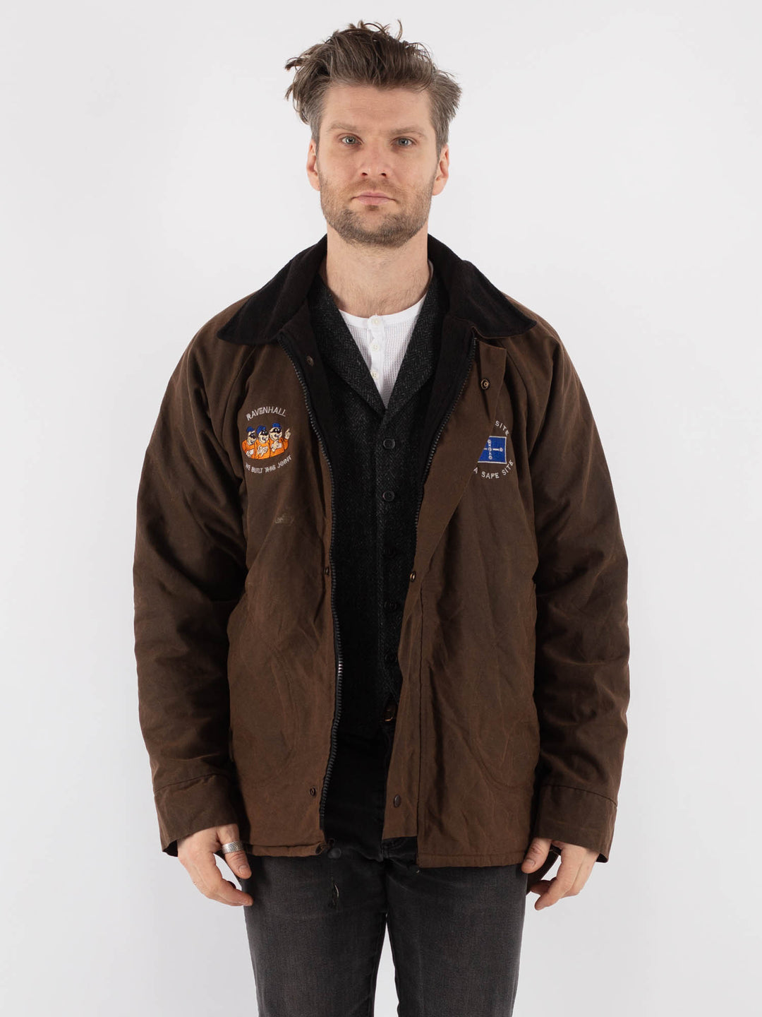 Vintage 00's Men Waxed Canvas Jacket in Brown - NorthernGrip