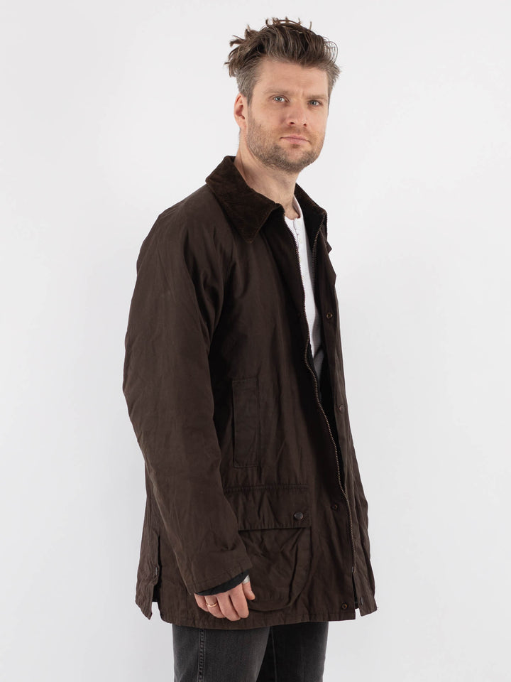 Vintage 00's Men Waxed Cotton Jacket in BrownZ668
