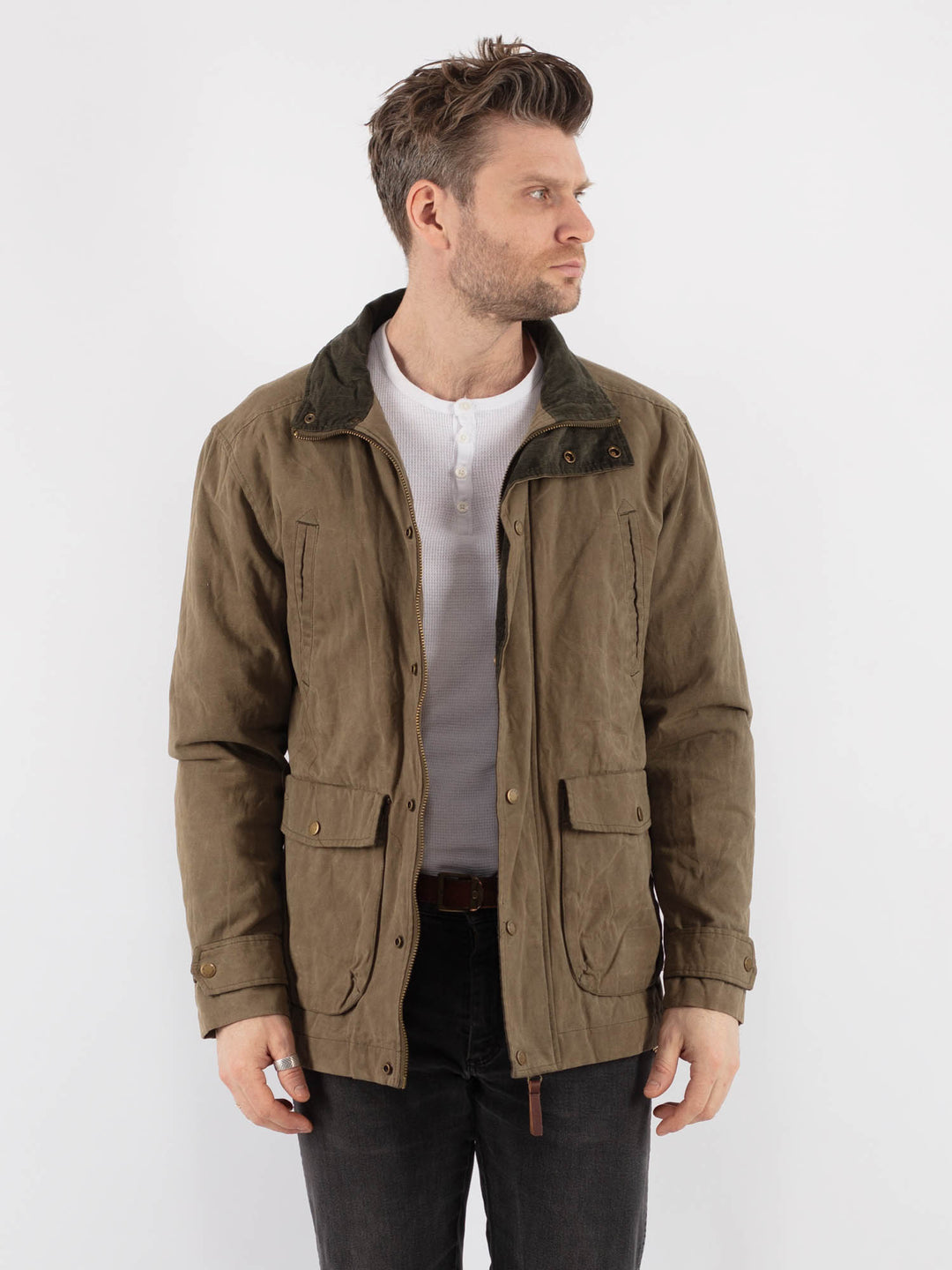 Vintage 00's Men Waxed Canvas Jacket in Khaki - NorthernGrip