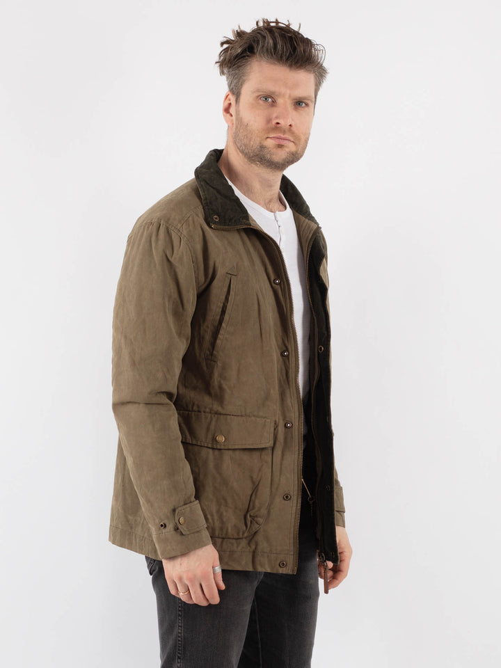 Vintage 00's Men Waxed Canvas Jacket in Khaki - NorthernGrip