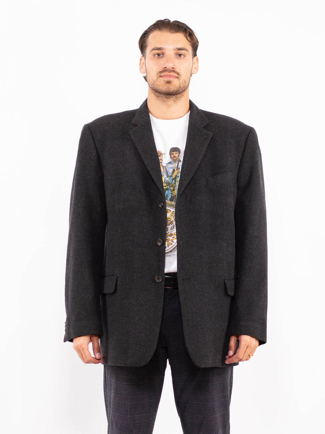 Vintage 00's Men Wool Blend Blazer in GrayZ2162