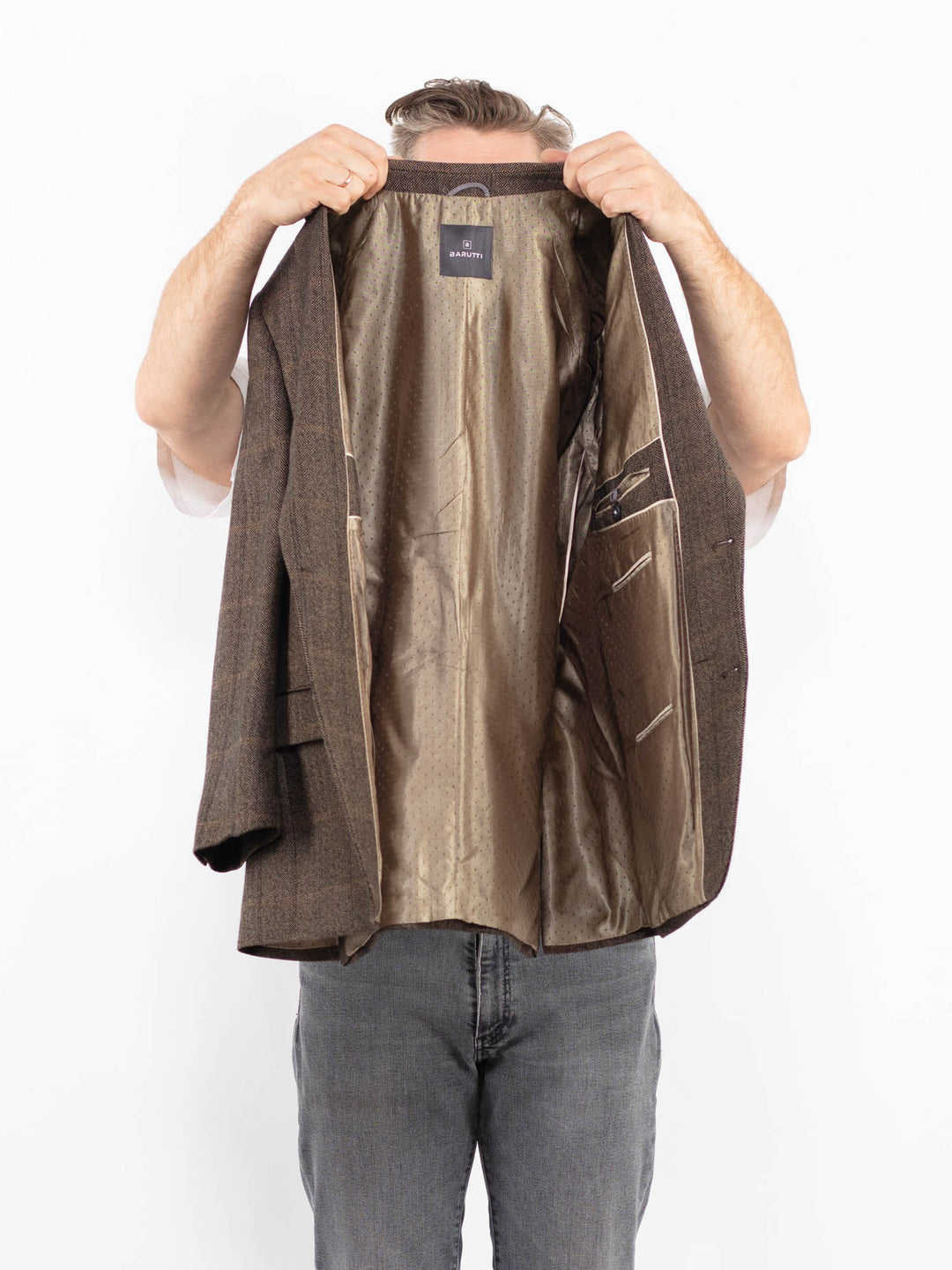 Vintage 00's Men Wool Blend Blazer Jacket in BrownZ2343