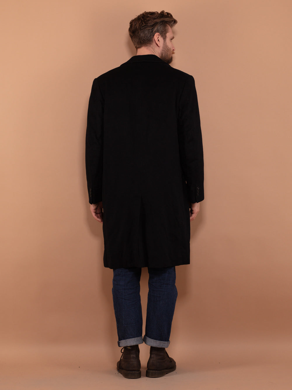 Vintage 00's Men Wool Blend Coat in Black - NorthernGrip