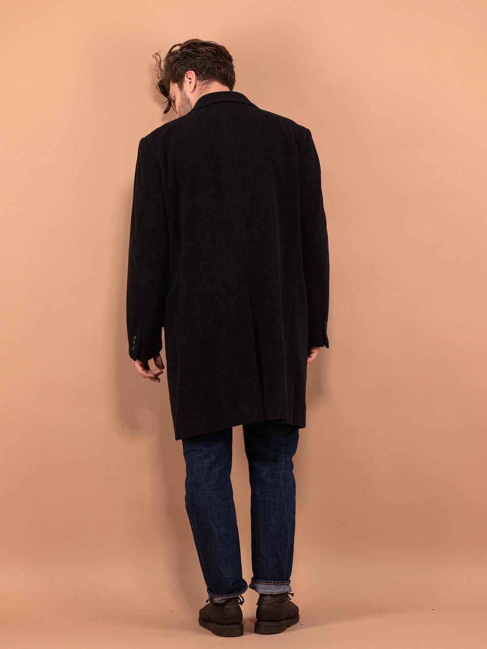 Vintage 00's Men Wool Blend Coat in Dark Gray - NorthernGrip