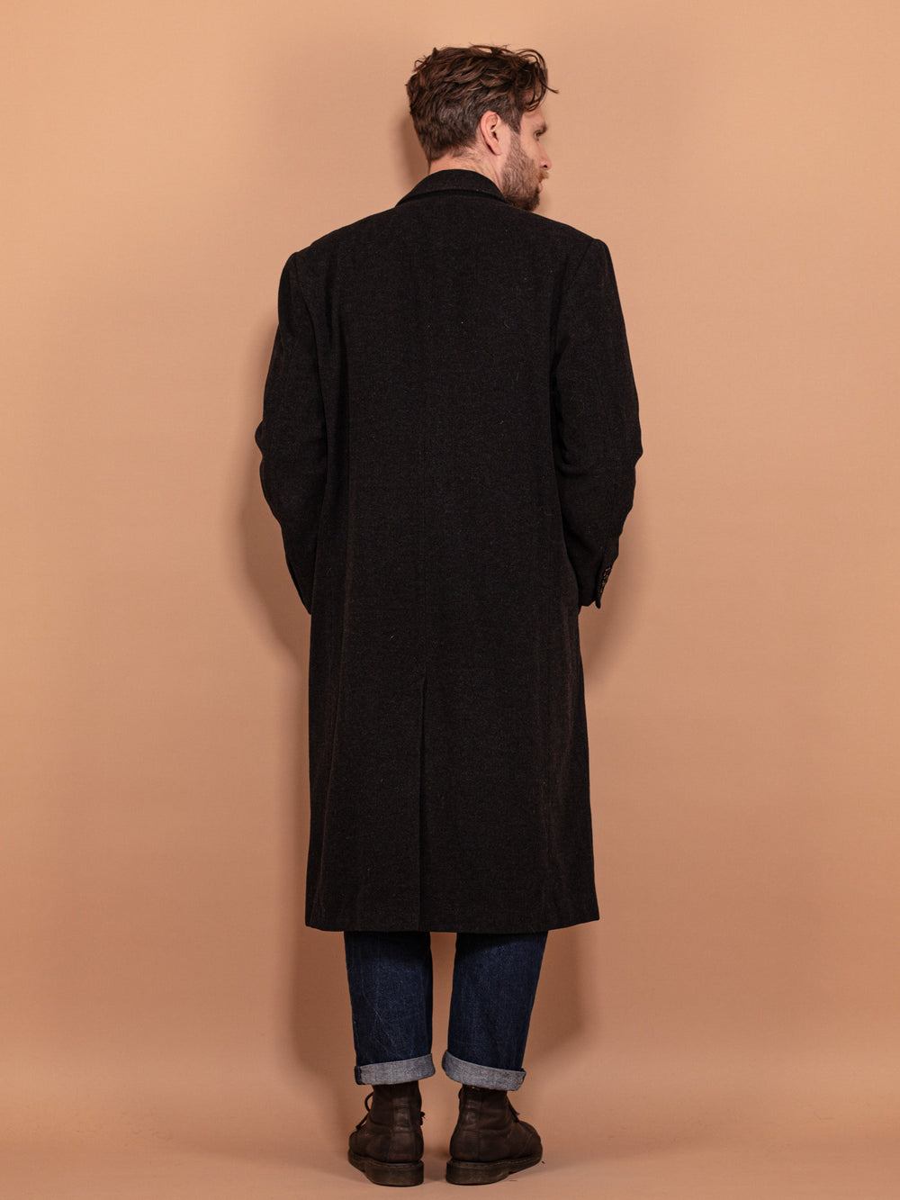 Vintage 00's Men Wool Blend Coat in Black - NorthernGrip