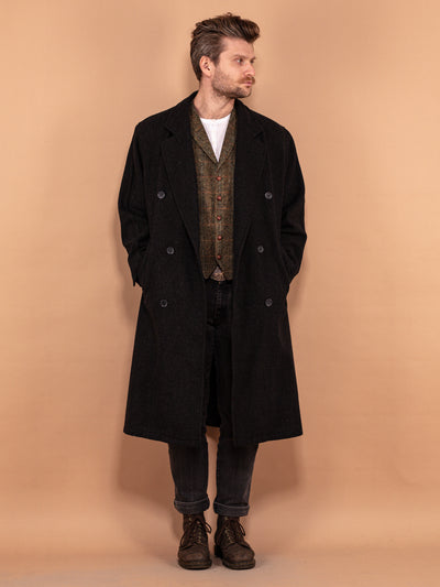 Men Wool Blend Coat 00s, Wool Coat In Gray Size L, Vintage Wool Coat, Spring Wool Coat, Peaky Blinders Coat, Minimalist Vintage Outerwear