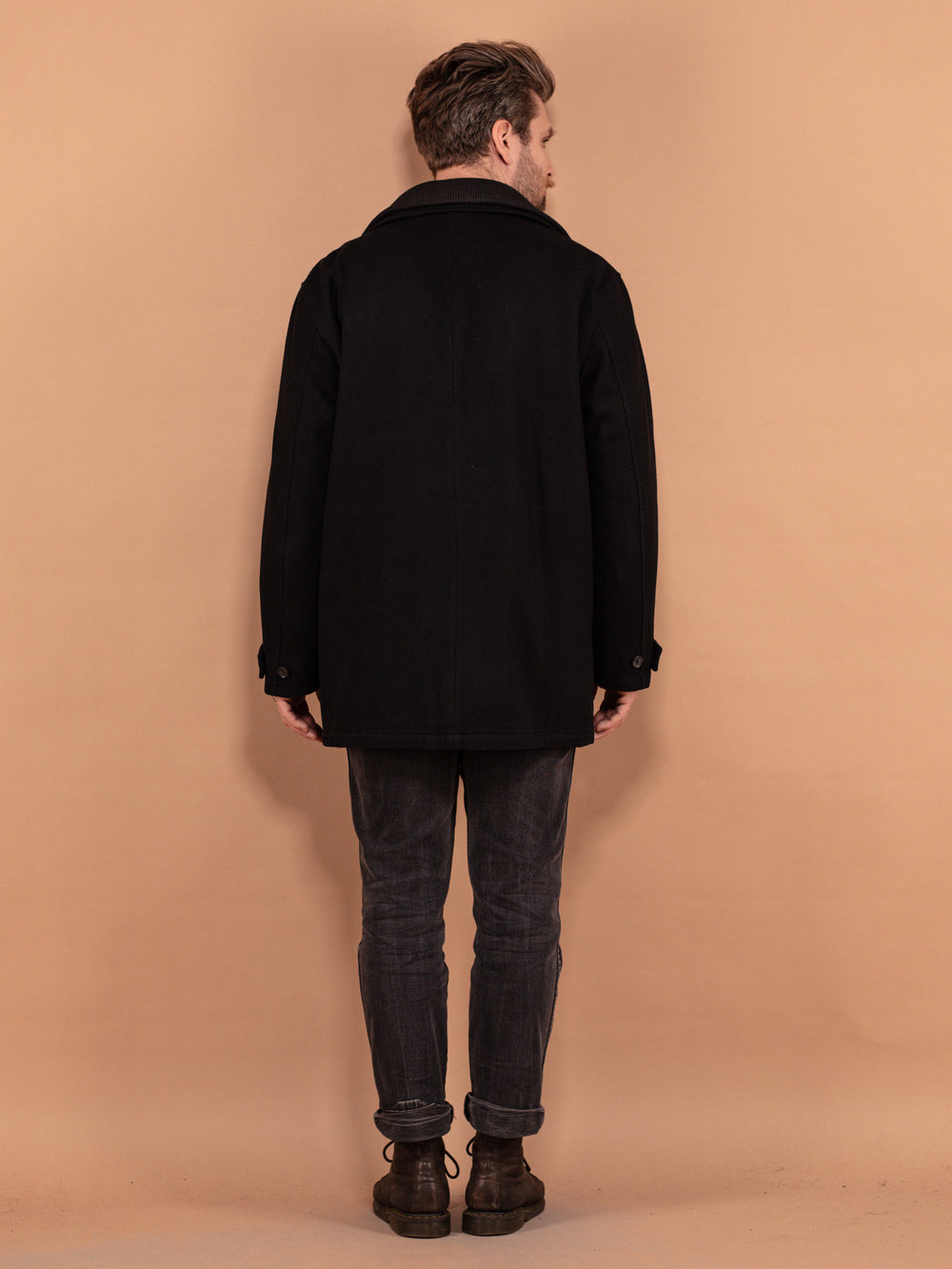 Vintage 00's Men Wool Blend Parka Coat in Black - NorthernGrip