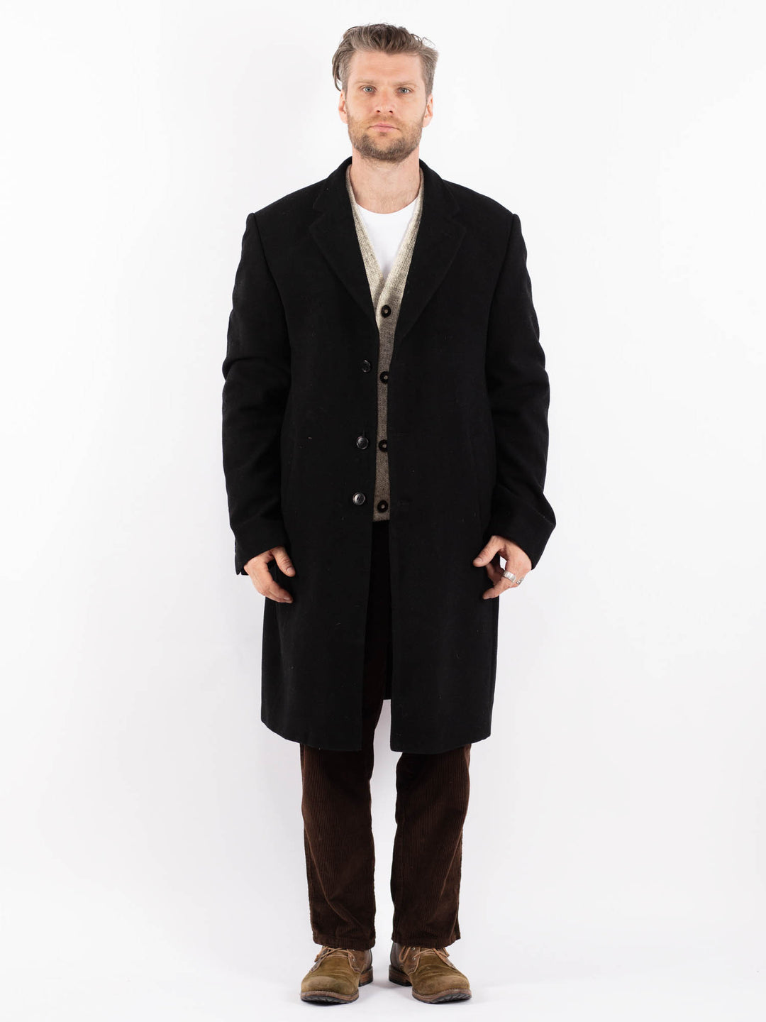Vintage 00's Men Wool Blend Coat in BlackZ1625