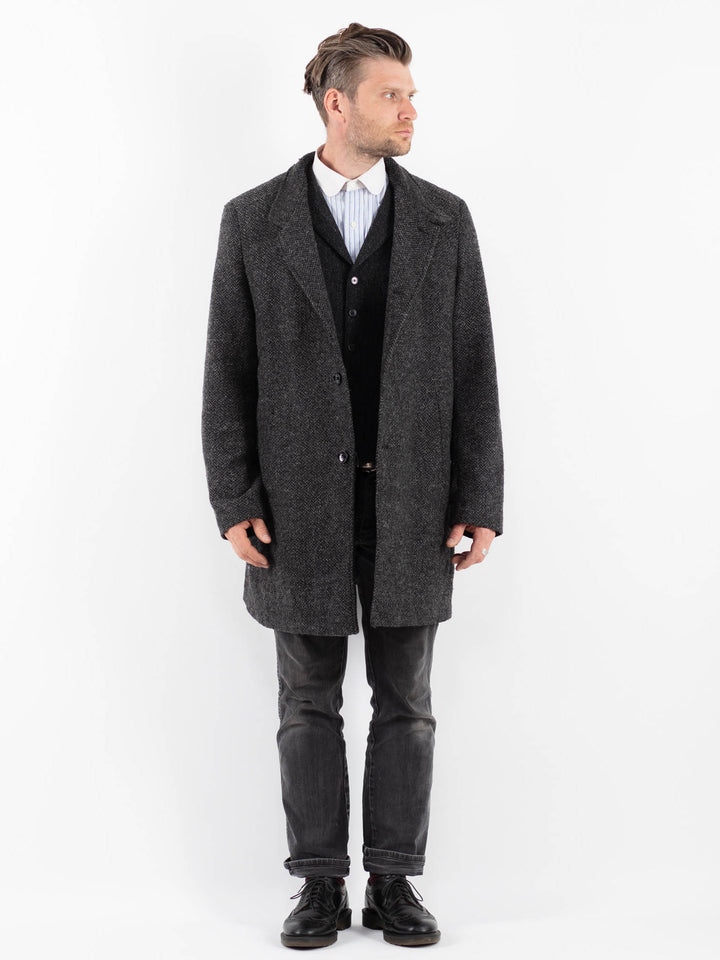 Vintage 00's Men Wool Blend Coat in Gray