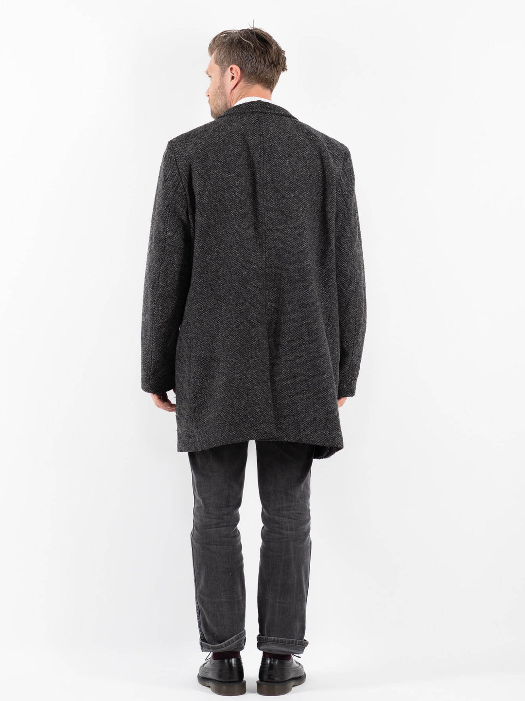 Vintage 00's Men Wool Blend Coat in Gray