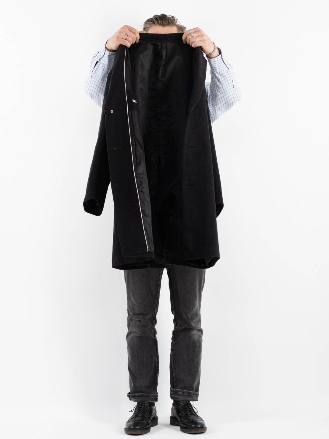 Vintage 00's Men Wool Blend Coat in Gray