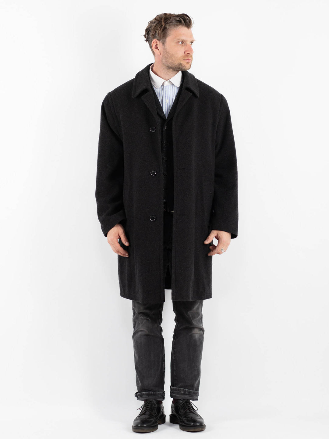 Vintage 00's Men Wool Blend Coat in GrayZ1763