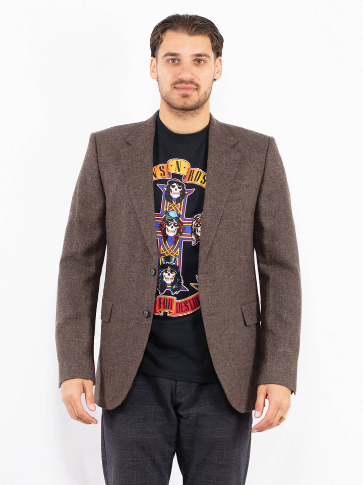 Vintage 00's Men Wool Blazer Jacket in BrownZ2415
