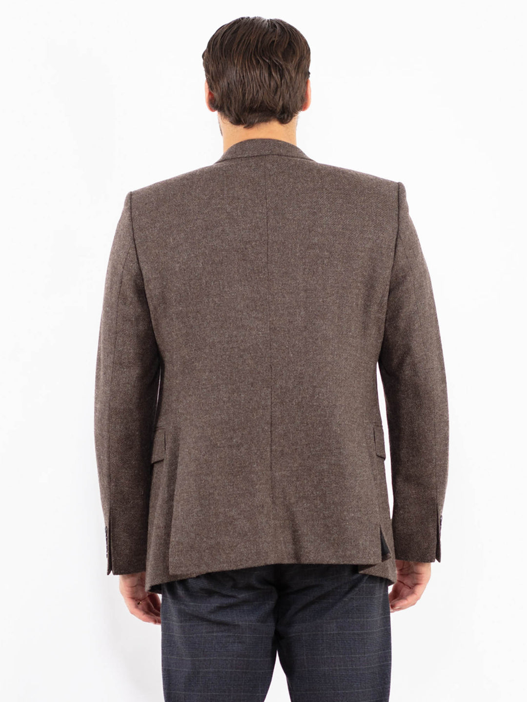 Vintage 00's Men Wool Blazer Jacket in BrownZ2415