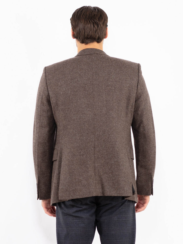 Vintage 00's Men Wool Blazer Jacket in BrownZ2415