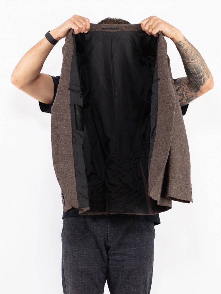 Vintage 00's Men Wool Blazer Jacket in BrownZ2415