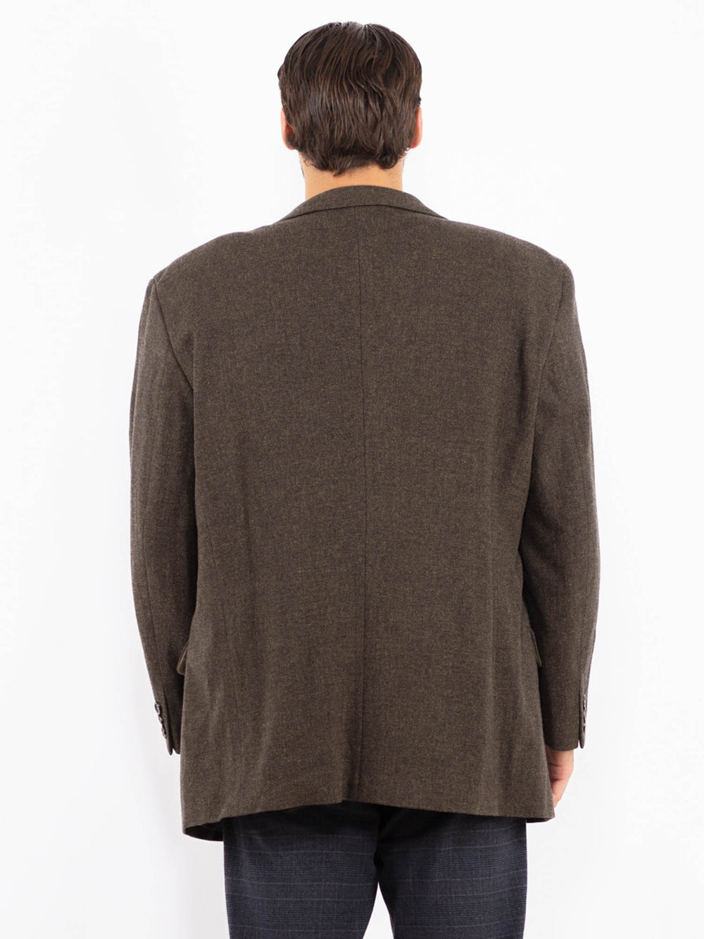 Vintage 00's Men Wool Blend Blazer Jacket in BrownZ2428