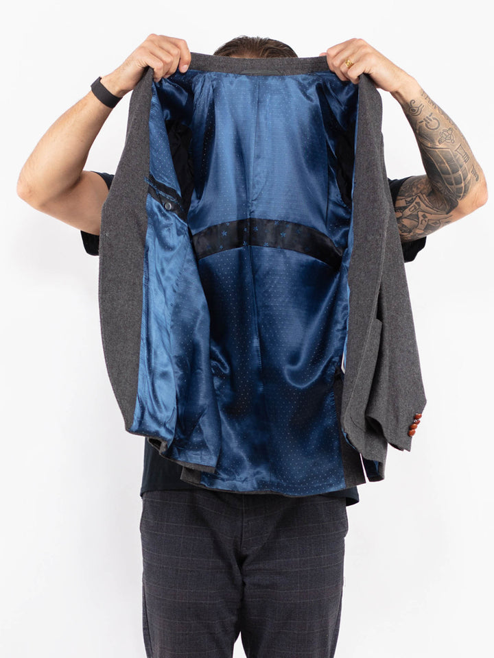 Vintage 00's Men Wool Blazer Jacket in GrayZ2438